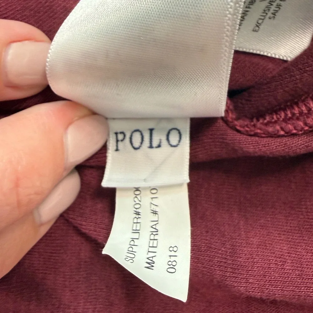 Polo Ralph Lauren Maroon Quarter Zip Pullover Sweater Mens XL Burgundy Cotton